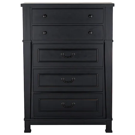 Transitional 5 Drawer Chest with Felt Lined Top Drawer